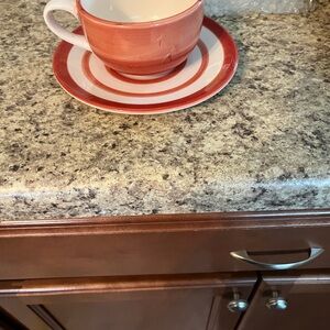 OrangeStriped Teacup and Saucer Set